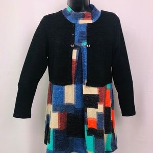 Geometric pattern warm sweater dress